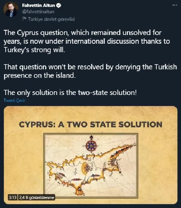 Altun: Kıbrıs'ta tek çözüm; eşit ve egemen iki devletin varlığıdır - Haberler
