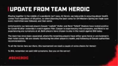 Heroic'den COVID haberi! Heroic'den COVID haberi!