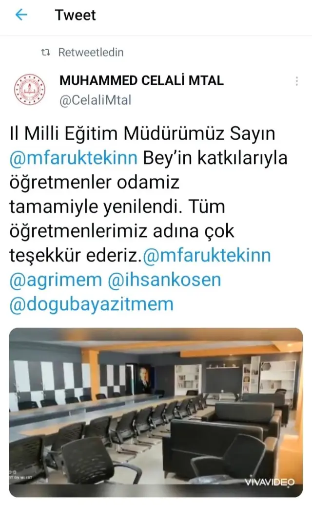 İl Milli Eğitim Müdürü Tekin söz vermişti, yeni öğretmenler odasını yaptırdı İl Milli Eğitim Müdürü Tekin söz vermişti, yeni öğretmenler odasını yaptırdı