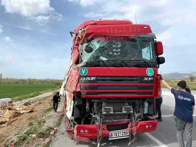 Kontrolden çıkan tır, tarım arazisine devrildi Kontrolden çıkan tır, tarım arazisine devrildi