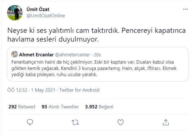 Ümit Özat'a 'Hain, alçak' diyen gazeteci Ahmet Ercanlar'a aynı sertlikte yanıt: Yalıtımlı cam takdırdık da havlama sesi duyulmuyor