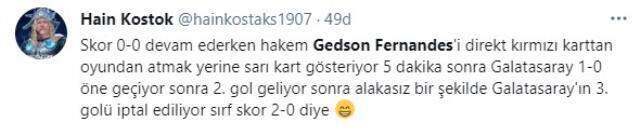 Gedson Fernandes'in yaptığı sert müdahaleden sonra kırmızı kart görmemesi tepki çekti