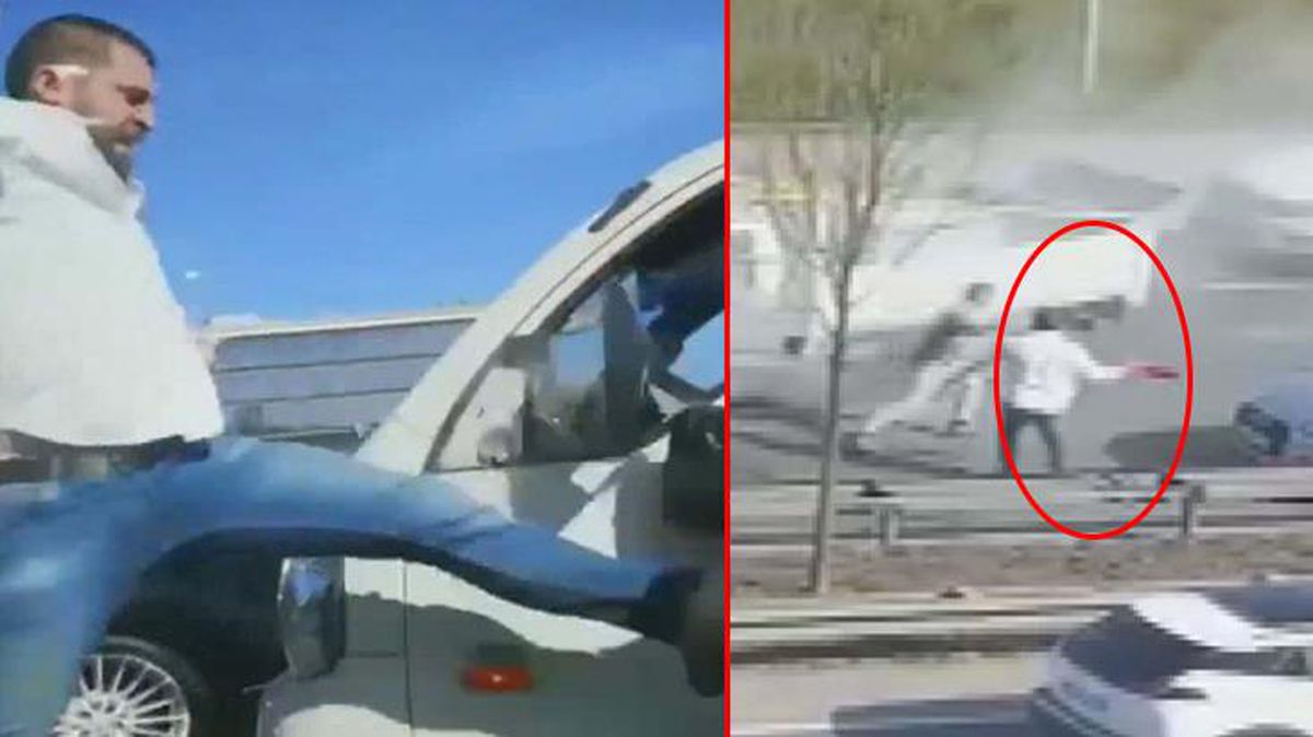 Trafikte maganda dehşeti! Lüks otomobilden inip önce tekme attı sonra yangın tüpüyle saldırdı