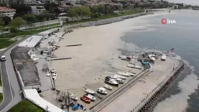 Caddebostan Sahili'nde deniz salyası tedirginliği artarak devam ediyor Caddebostan Sahili'nde deniz salyası tedirginliği artarak devam ediyor