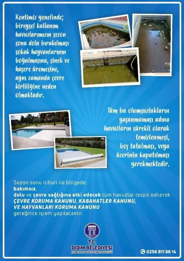 Didim Belediyesi'nden havuz sahiplerine tebligatlı uyarı Didim Belediyesi'nden havuz sahiplerine tebligatlı uyarı