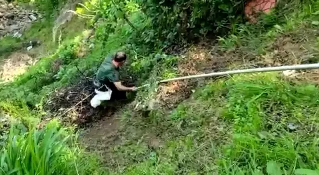 Köylüler uçuruma düşen köpeği kurtarmak için seferber oldu Köylüler uçuruma düşen köpeği kurtarmak için seferber oldu