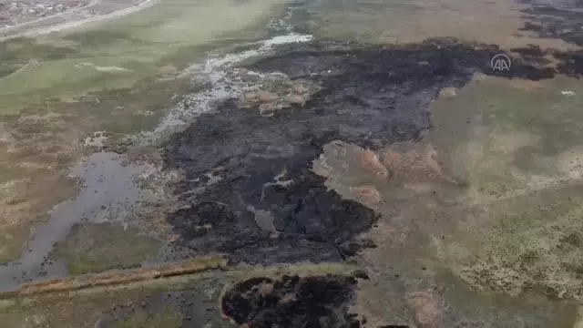 Koruma altında bulunan Ekşisu Sazlık Alanı'ndaki yangın söndü Koruma altında bulunan Ekşisu Sazlık Alanı'ndaki yangın söndü