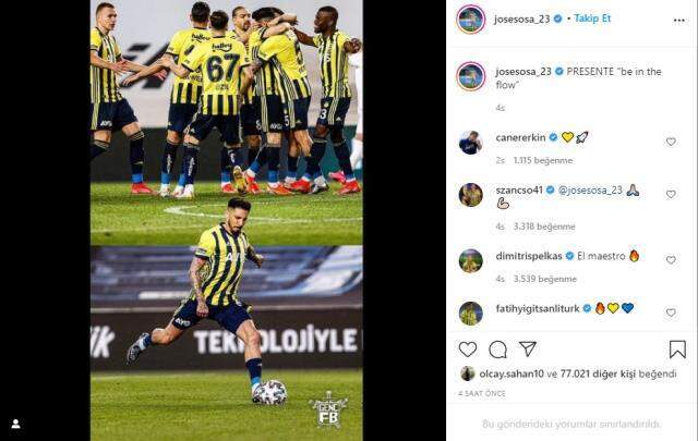Pelkas'ın Jose Sosa'nın paylaşımına yaptığı yorum beğeni yağmuruna tutuldu