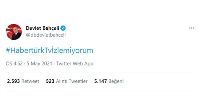 Devlet Bahçeli'den 'Habertürk TV izlemiyorum' paylaşımı dikkat çekti Devlet Bahçeli'den 'Habertürk TV izlemiyorum' paylaşımı dikkat çekti