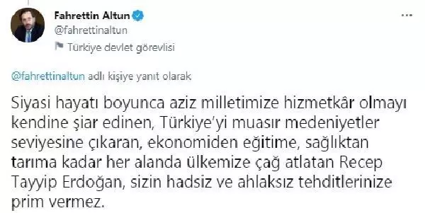 Son Dakika | Cumhurbaşkanlığı İletişim Başkanı Altun'dan, CHP'li Erdoğdu'nun Cumhurbaşkanı Erdoğan'a yönelik sözlerine tepki Açıklaması Son Dakika | Cumhurbaşkanlığı İletişim Başkanı Altun'dan, CHP'li Erdoğdu'nun Cumhurbaşkanı Erdoğan'a yönelik sözlerine tepki Açıklaması