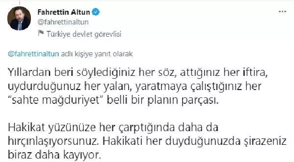 Son Dakika | Cumhurbaşkanlığı İletişim Başkanı Altun'dan, CHP'li Erdoğdu'nun Cumhurbaşkanı Erdoğan'a yönelik sözlerine tepki Açıklaması Son Dakika | Cumhurbaşkanlığı İletişim Başkanı Altun'dan, CHP'li Erdoğdu'nun Cumhurbaşkanı Erdoğan'a yönelik sözlerine tepki Açıklaması
