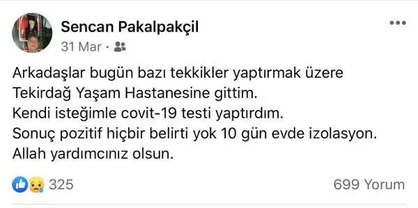 Son dakika haberi: Koronavirüse yakalanan İYİ Parti Malkara İlçe Başkanı hayatını kaybetti