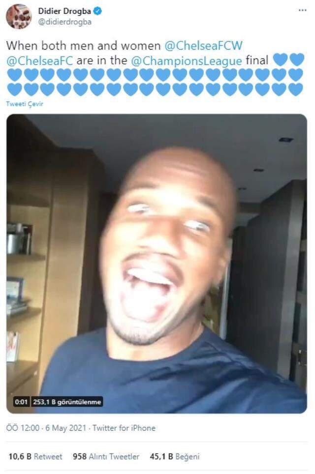 Didier Drogba'nın final sevinci sosyal medyada büyük ilgi gördü Didier Drogba'nın final sevinci sosyal medyada büyük ilgi gördü