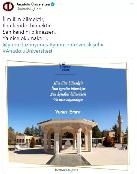 Yunus Emre ve Türkçe Yılı'na özel web sitesi kuruldu Yunus Emre ve Türkçe Yılı'na özel web sitesi kuruldu