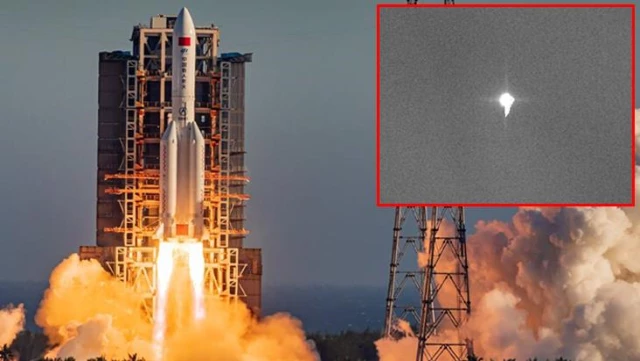 Kontrolden çıkan ve Dünya'ya düşeceği açıklanan dev roket ilk kez görüntülendi