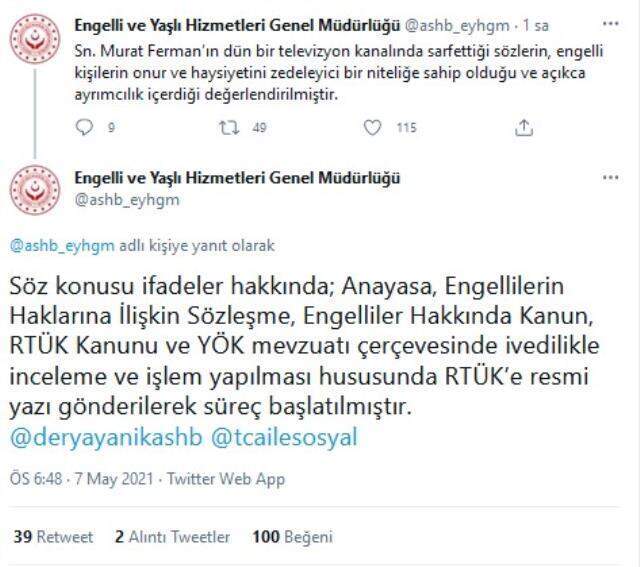 Enflasyonu engelli çocuklara benzeten Prof. Murat Ferman için RTÜK'e başvuru