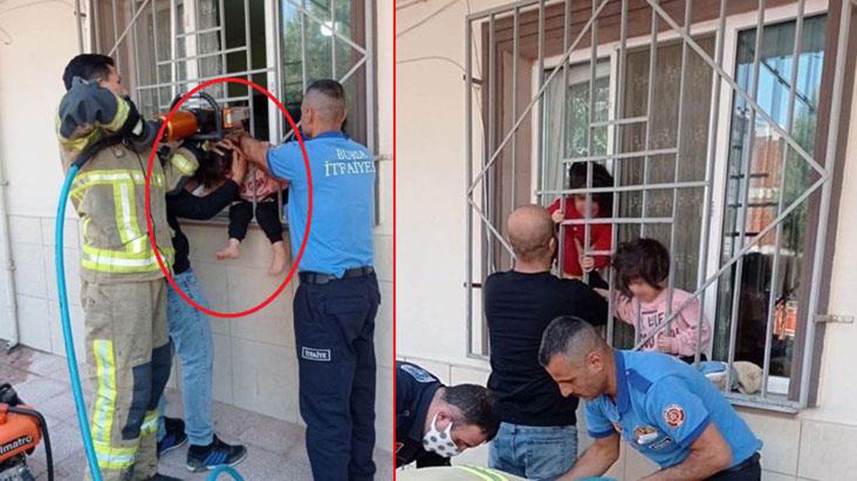 Dakikalarca gözyaşı döktü! Başını demir korkuluklara sıkıştıran minik Şifa'yı itfaiye ekipleri kurtardı