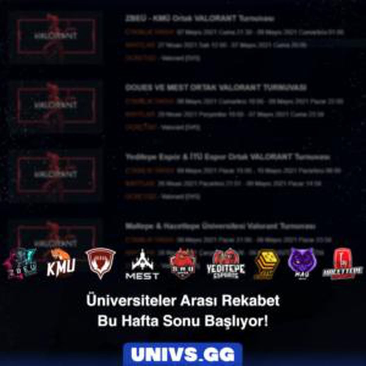 UNIVS Topluluk Turnuvaları başlıyor!