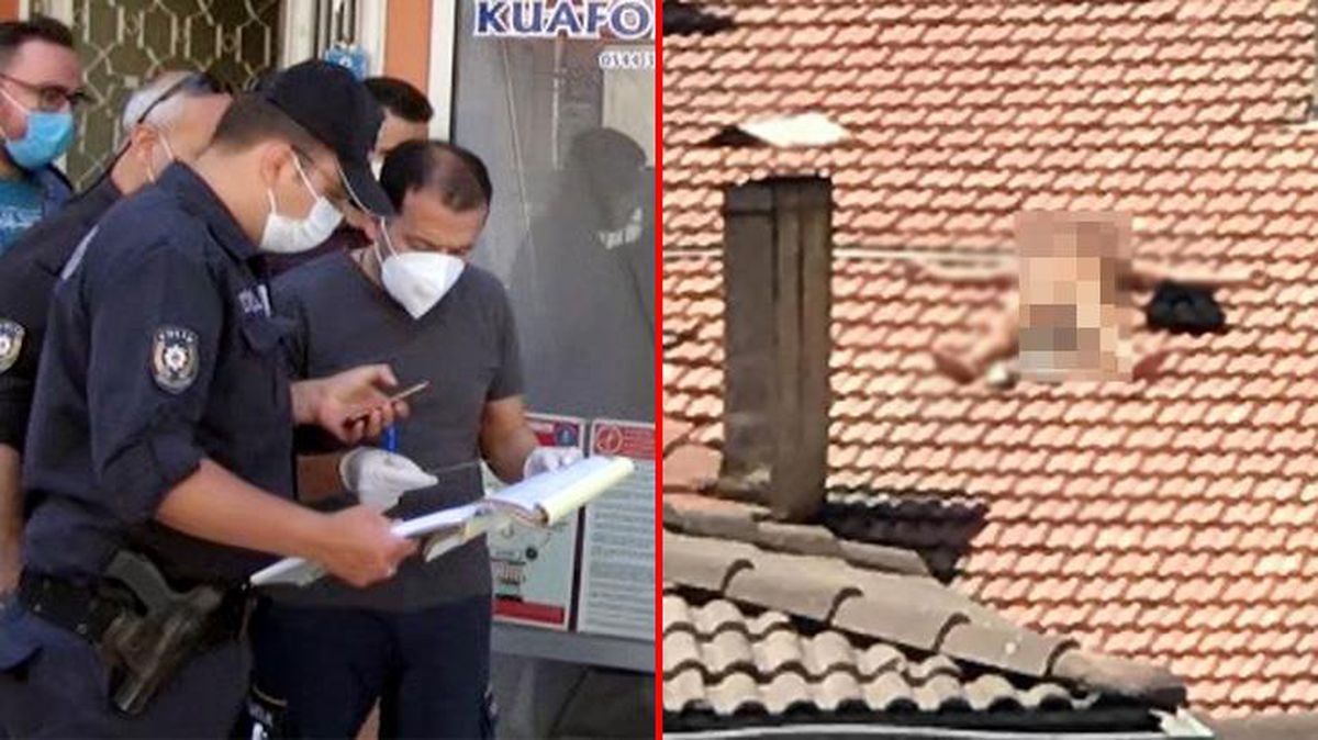 Çatıda çırılçıplak güneşlenen adam, ekipleri harekete geçirdi