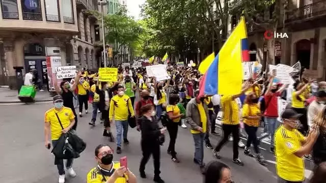 İspanya'dan Kolombiya'ya destek protestosu İspanya'dan Kolombiya'ya destek protestosu