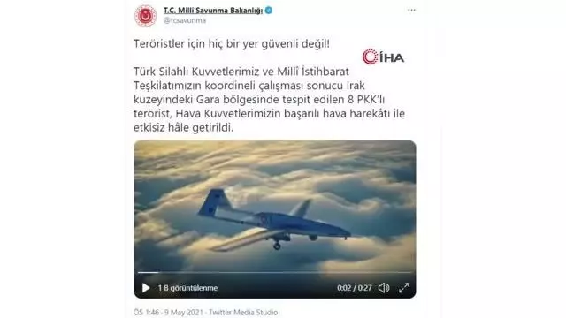 MSB: '8 PKK'lı terörist hava harekatı ile etkisiz hale getirildi' MSB: '8 PKK'lı terörist hava harekatı ile etkisiz hale getirildi'