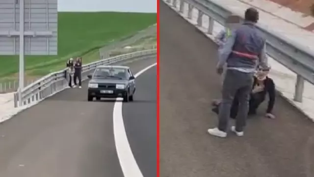 Otoyol kenarında kadına şiddet! Yanındaki kız çocuğuna aldırmadan acımasızca darbetti Otoyol kenarında kadına şiddet! Yanındaki kız çocuğuna aldırmadan acımasızca darbetti