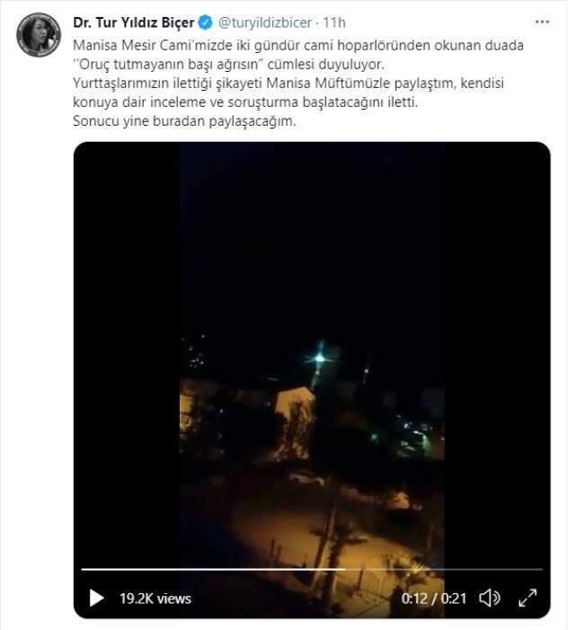 CHP'li isim paylaştı: Oruç tutmayanlara cami hoparlöründen beddua okunuyor CHP'li isim paylaştı: Oruç tutmayanlara cami hoparlöründen beddua okunuyor
