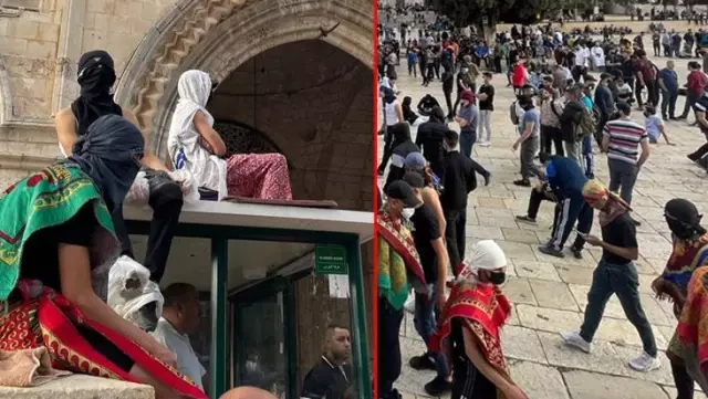 Filistinliler, fanatik Yahudilerin baskınını önlemek için Mescid-i Aksa'da nöbet tutuyor Filistinliler, fanatik Yahudilerin baskınını önlemek için Mescid-i Aksa'da nöbet tutuyor