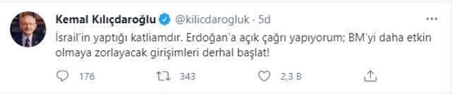 Kılıçdaroğlu'ndan Cumhurbaşkanı Erdoğan'a İsrail çağrısı: BM girişimlerini derhal başlat Kılıçdaroğlu'ndan Cumhurbaşkanı Erdoğan'a İsrail çağrısı: BM girişimlerini derhal başlat