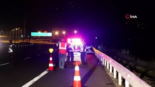 Lüks otomobil otoyolda önüne çıkan domuza çarparak şarampole uçtu: 6 yaralı Lüks otomobil otoyolda önüne çıkan domuza çarparak şarampole uçtu: 6 yaralı