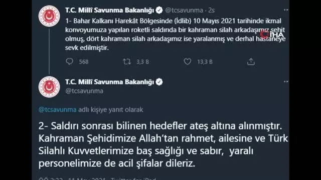 MSB: 'Bahar Kalkanı Harekat Bölgesinde 1 asker şehit oldu 4 asker yaralandı' MSB: 'Bahar Kalkanı Harekat Bölgesinde 1 asker şehit oldu 4 asker yaralandı'
