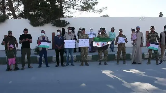 TEL ABYAD - Barış Pınarı Harekatı bölgesinde Filistinlilerin direnişine destek gösterisi düzenlendi TEL ABYAD - Barış Pınarı Harekatı bölgesinde Filistinlilerin direnişine destek gösterisi düzenlendi