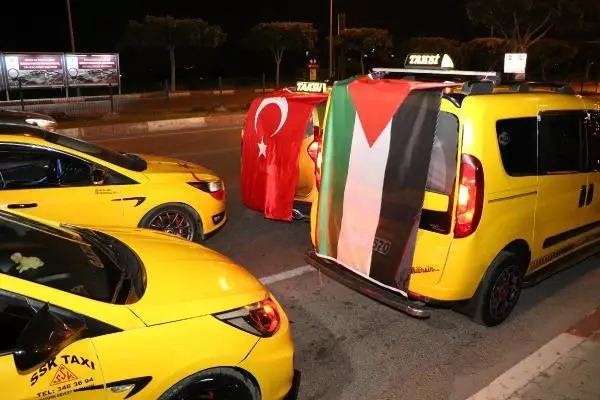 ANTALYA'DA, TAKSİCİLERDEN FİLİSTİN'E DESTEK KONVOYU ANTALYA'DA, TAKSİCİLERDEN FİLİSTİN'E DESTEK KONVOYU