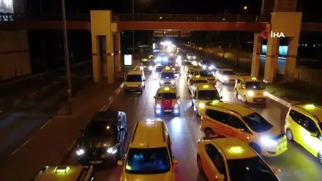 Antalyalı taksicilerden İsrail'e kınama konvoyu Antalyalı taksicilerden İsrail'e kınama konvoyu