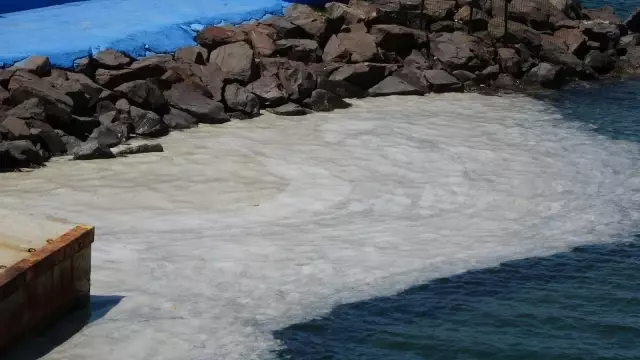- Çanakkale Boğazı'ndaki deniz salyaları şiddetli poyrazla birlikte kısmen dağıldı - Çanakkale Boğazı'ndaki deniz salyaları şiddetli poyrazla birlikte kısmen dağıldı