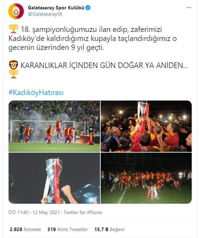 Galatasaray, ezeli rakibi Fenerbahçe'ye Emre Altuğ'un şarkısıyla gönderme yaptı