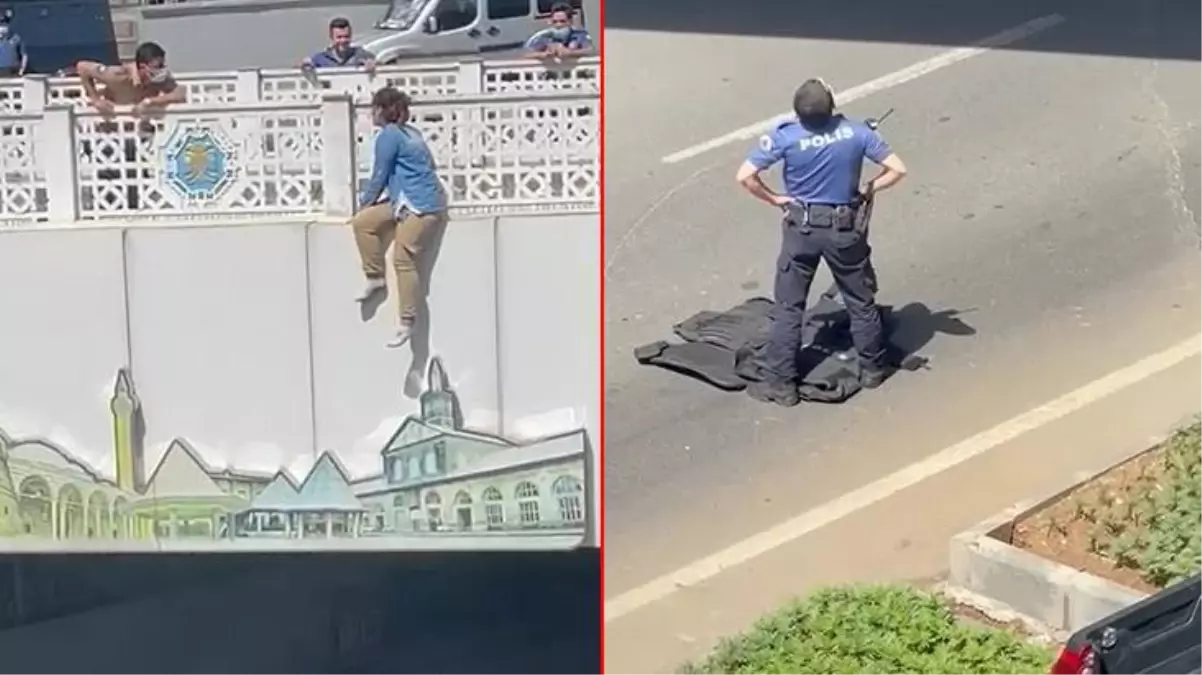 Genç kızın intiharını önleyen polisler, yere çelik yeleklerini serdi