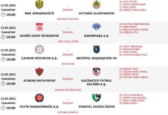 Şampiyonun ve düşenin belli olacağı Süper Lig'in son haftasında hakemler belli oldu