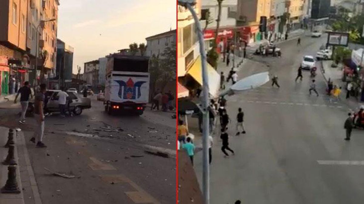Drift yapan magandalar direksiyonu onlarca kişinin üzerine kırdı, vatandaşlar ezilmekten kıl payı kurtuldu
