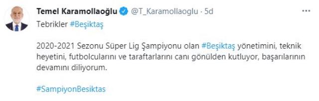 Son Dakika: Cumhurbaşkanı Erdoğan, Süper Lig şampiyonu Beşiktaş'ı tebrik etti
