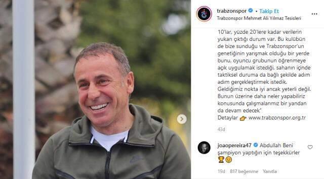 Joao Pereira'nın Abdullah Avcı yorumu sosyal medyayı salladı: Beni şampiyon yaptığın için teşekkürler Joao Pereira'nın Abdullah Avcı yorumu sosyal medyayı salladı: Beni şampiyon yaptığın için teşekkürler
