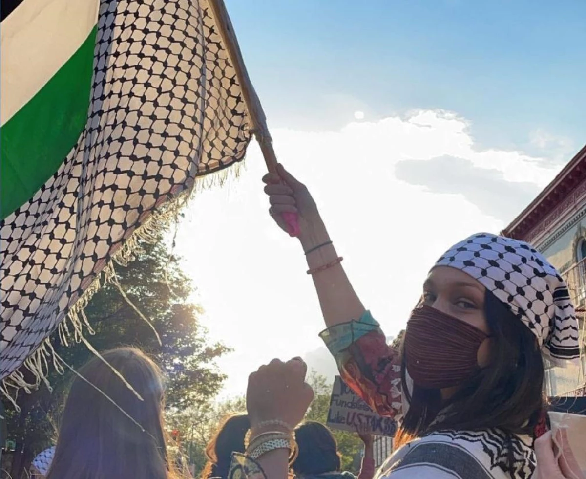 Bella Hadid, ABD'deki Filistin'e destek protestosuna ...