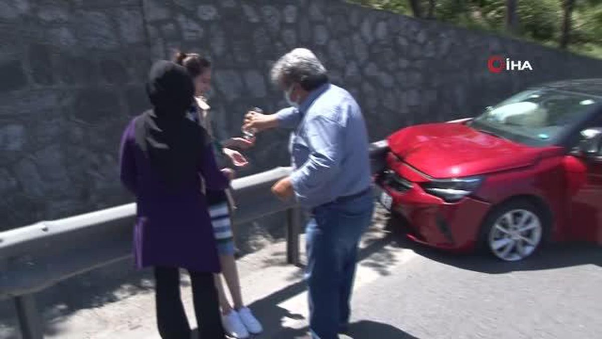 Direksiyon hakimiyetini kaybetti, bariyere çarptı