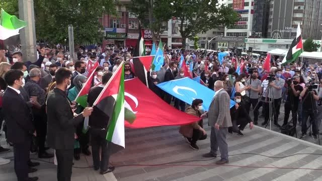 Filistin ve Doğu Türkistan'da olaylar protesto edildi
