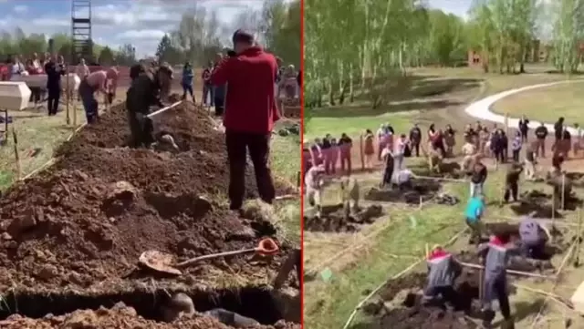 Koronayla mücadele eden Rusya'da tepki çeken olay! 'Hızlı mezar kazma' yarışması düzenlediler Koronayla mücadele eden Rusya'da tepki çeken olay! 'Hızlı mezar kazma' yarışması düzenlediler