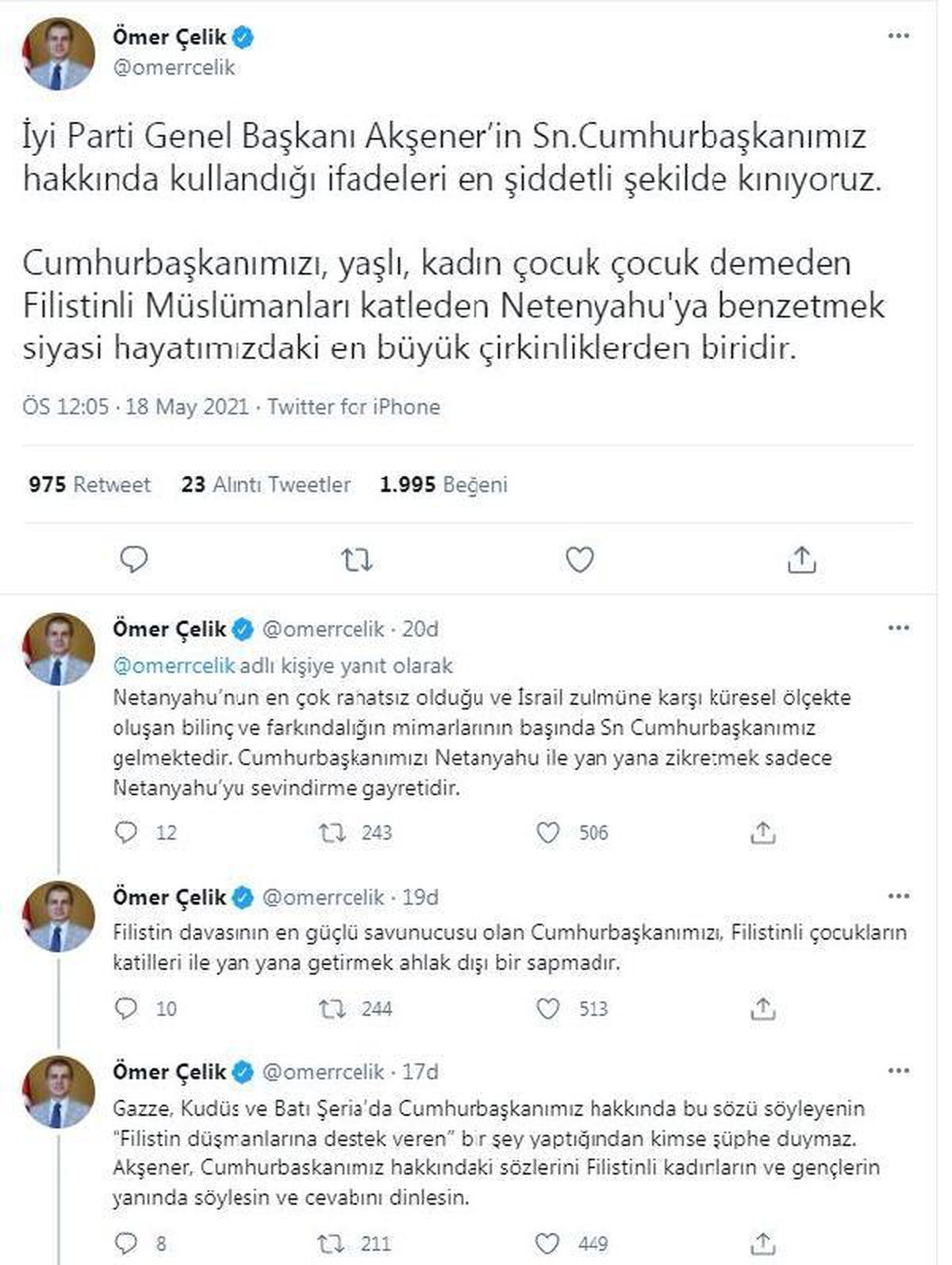 AK Parti'li Çelik: Cumhurbaşkanımızı Netanyahu'ya benzetmek çirkinliktir