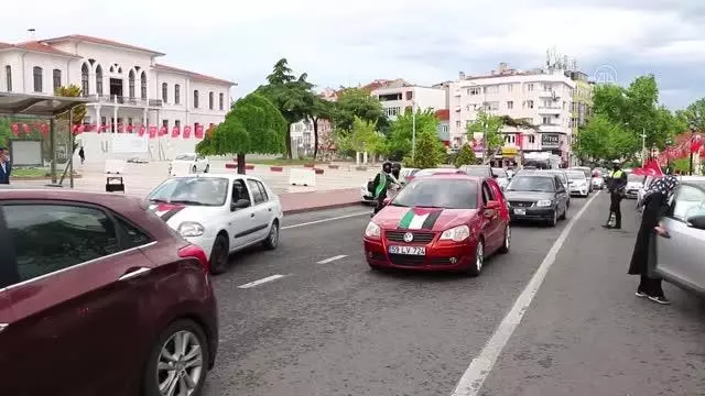 Trakya'da İsrail'in Filistinlilere saldırıları konvoy oluşturularak protesto edildi