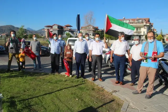 Muğla'da İsrail'in Filistinlilere yönelik saldırıları protesto edildi