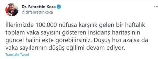 Son Dakika: Bakan Koca, illere göre haftalık vaka sayısını açıkladı