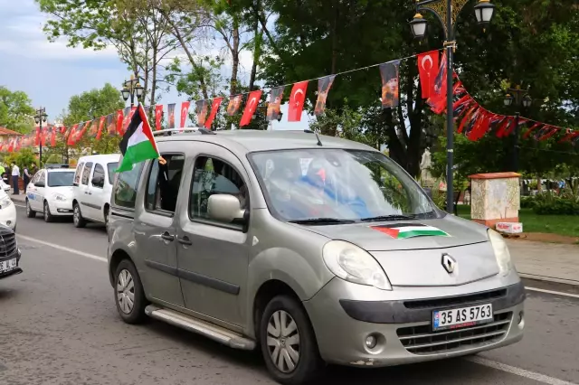 Trakya'da İsrail'in Filistinlilere saldırıları konvoy oluşturularak protesto edildi
